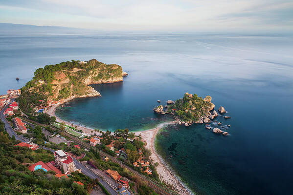 Aerial View Art Print featuring the photograph Taormina, Sicily #1 by Mirko Chessari