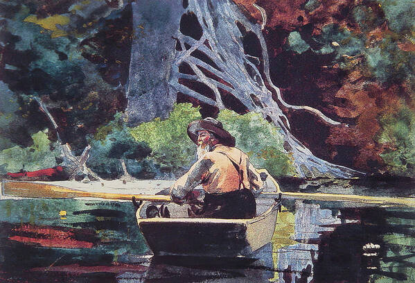 Row Boat Art Print featuring the photograph The Adirondack Guide #1 by Winslow Homer