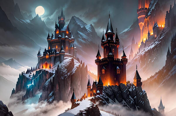 Castle Art Print featuring the digital art The Mordor #2 by Manjik Pictures