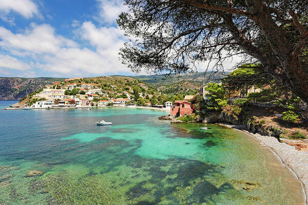 Assos Art Print featuring the photograph The village Assos in Kefalonia, Greece #1 by Constantinos Iliopoulos