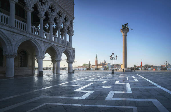 Venice Art Print featuring the photograph Piazza San Marco at Dawn by Stefano Orazzini