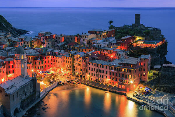 Italy Art Print featuring the photograph Vernazza is one of the five towns that make up the Cinque Terre #1 by Henk Meijer Photography