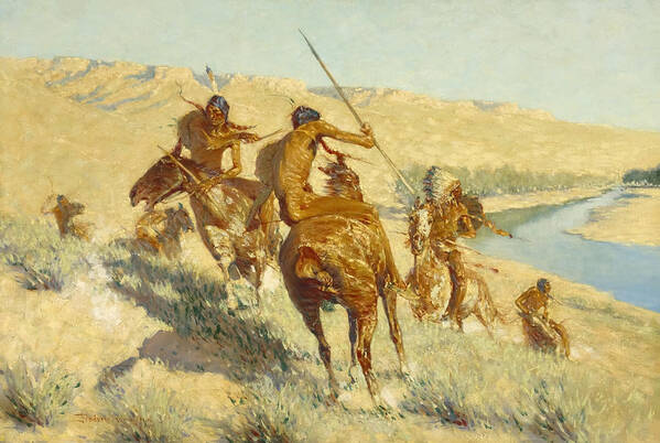 Frederic Remington Art Print featuring the painting Episode of the Buffalo Gun by Frederic Remington by Mango Art