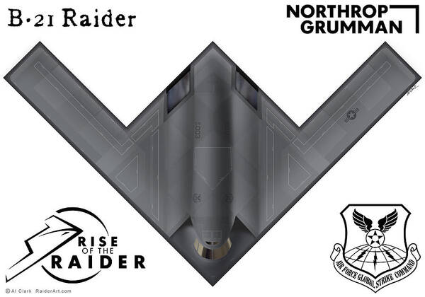 B-21 Art Print featuring the digital art Northrop Grumman B-21 Raider #1 by Custom Aviation Art
