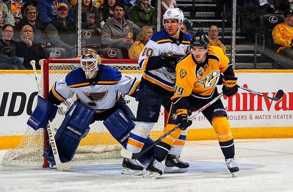 People Art Print featuring the photograph St Louis Blues v Nashville Predators #15 by Frederick Breedon