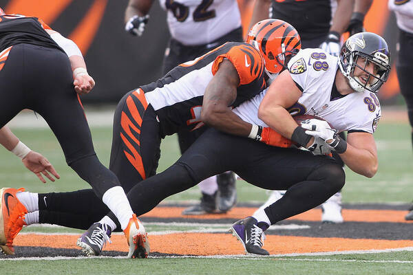 American Football Art Print featuring the photograph Baltimore Ravens v Cincinnati Bengals #181 by John Grieshop