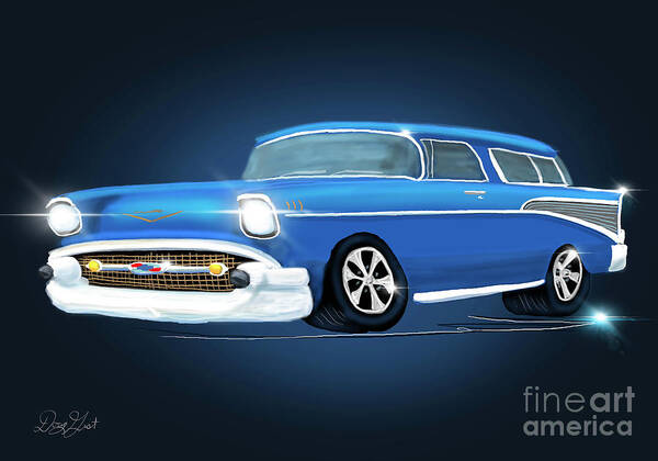 Hot Rod Art Print featuring the digital art 1957 Chevy Nomad by Doug Gist