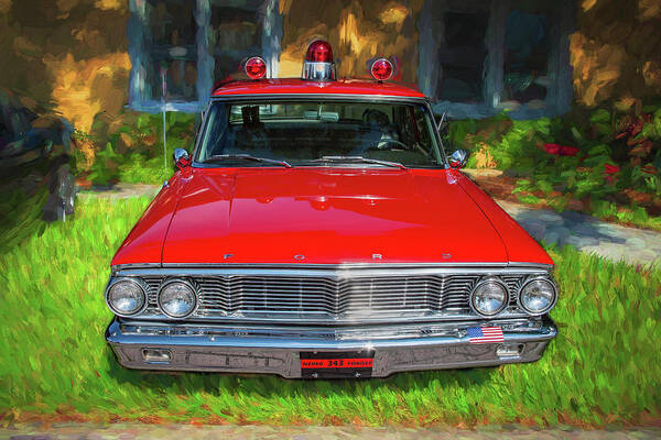 1964 Ford Custom Fire Chiefs Car Art Print featuring the photograph 1964 Ford Custom Fire Chiefs Car 105 by Rich Franco