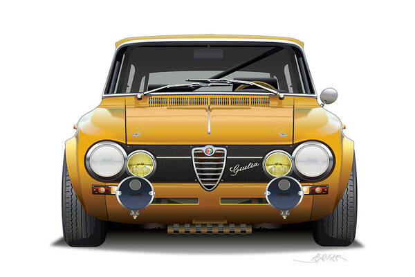 1974 Alfa Romeo Giulia Illustration Art Print featuring the digital art 1974 Alfa Romeo Giulia by Alain Jamar