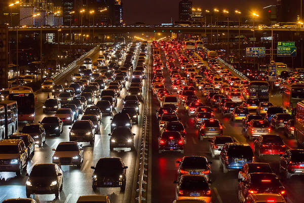 Air Pollution Art Print featuring the photograph Beijing traffic congestion #2 by DuKai photographer