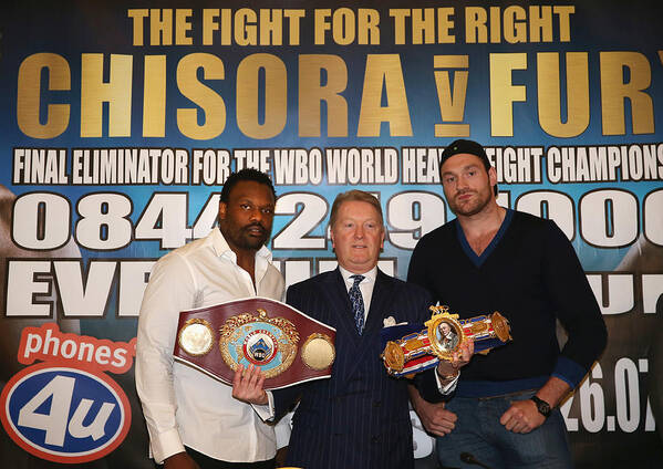 Tyson Fury Art Print featuring the photograph Dereck Chisora And Tyson Fury Press Conference #2 by Andrew Redington