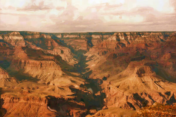 Grand Canyon Art Print featuring the mixed media Grand Canyon #2 by Asbjorn Lonvig
