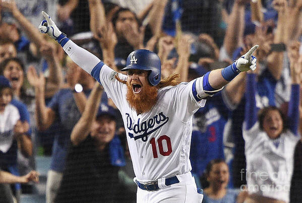 Game Two Art Print featuring the photograph Justin Turner #2 by Kevork Djansezian