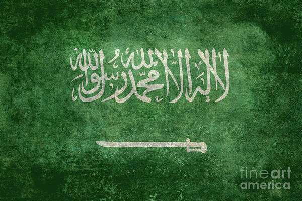 Saudi Art Print featuring the digital art Saudi Flag of Saudi Arabia #1 by Sterling Gold