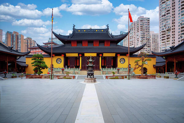 Monument Art Print featuring the photograph The Buddha Temple in Shanghai #2 by Anek Suwannaphoom