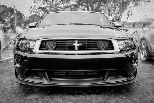 2012 Black Ford Mustang Art Print featuring the photograph 2012 Black Ford Boss 302 Mustang X171 by Rich Franco