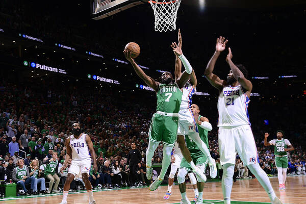 Playoffs Art Print featuring the photograph Jaylen Brown #28 by Brian Babineau