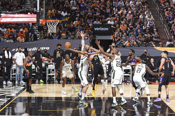 Playoffs Art Print featuring the photograph 2021 NBA Finals - Milwaukee Bucks v Phoenix Suns by Andrew D. Bernstein