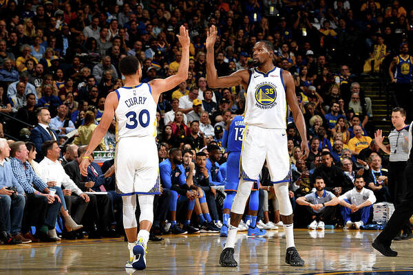 Kevin Durant Art Print featuring the photograph Stephen Curry and Kevin Durant #3 by Noah Graham