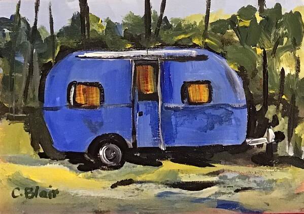 Vintage Trailer Art Print featuring the painting Happy Camper #5 by Cynthia Blair