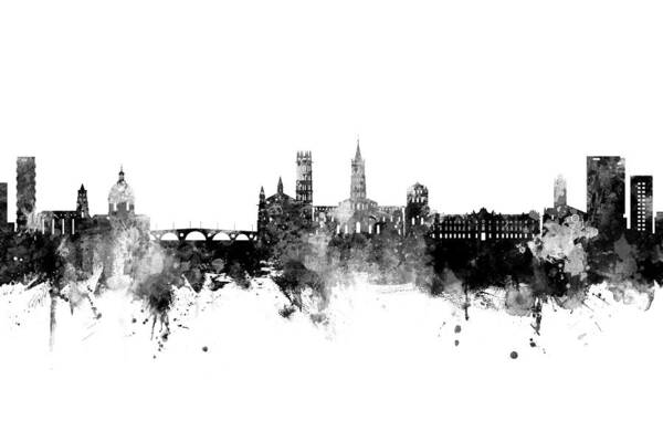Toulouse Art Print featuring the digital art Toulouse France Skyline #4 by Michael Tompsett