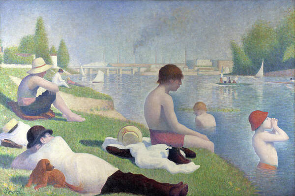 Bathers Art Print featuring the painting Bathers at Asnieres by Georges Seurat by Mango Art