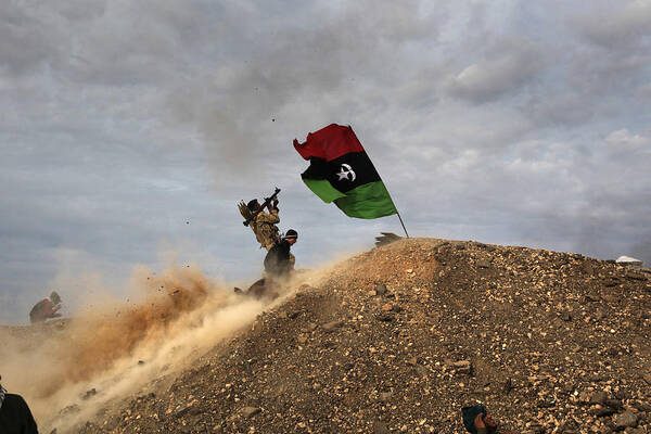 Wind Art Print featuring the photograph Opposition Rebels Battle Gaddafi Forces In Eastern Libya by John Moore