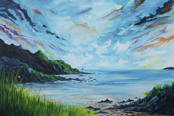 Cove Art Print featuring the painting 505 passing Lovers Cove Kinsale by Conor Murphy