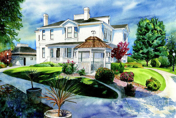Roseville Artist Art Print featuring the painting #564 Kaseberg Mansion #564 by William Lum