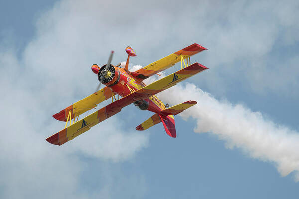 Red Art Print featuring the photograph Red and Yellow Airplane by Carolyn Hutchins