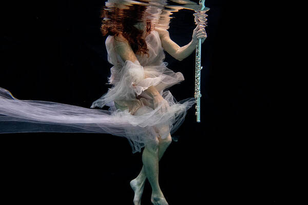 Nina Art Print featuring the photograph Nina underwater for the Hydroflute project by Dan Friend
