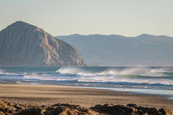 Winter Surf Art Print featuring the photograph 7A0025 Winter Day at Morro Rock by Stephen Parker