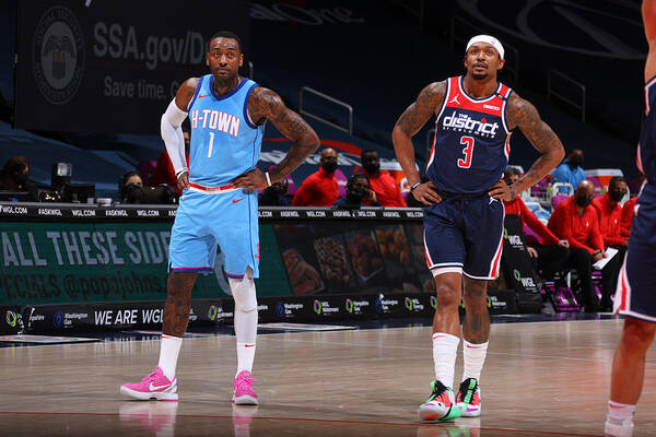 John Wall Art Print featuring the photograph John Wall and Bradley Beal #8 by Ned Dishman