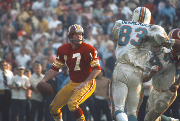 Billy Kilmer Art Print featuring the photograph Super Bowl VII - Washington Redskins v Miami Dolphins #8 by Focus On Sport