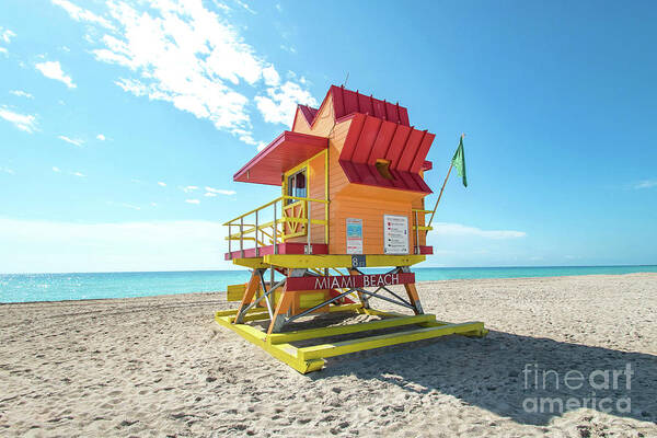 Atlantic Art Print featuring the photograph 8th Street Lifeguard Tower South Beach Miami, Florida by Beachtown Views