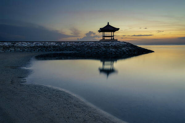 Asia Art Print featuring the photograph A quiet and still morning at Karang beach in Sanur by Anges Van der Logt