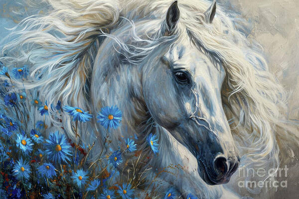 Horse Art Print featuring the painting A White Stallion Beauty by Tina LeCour
