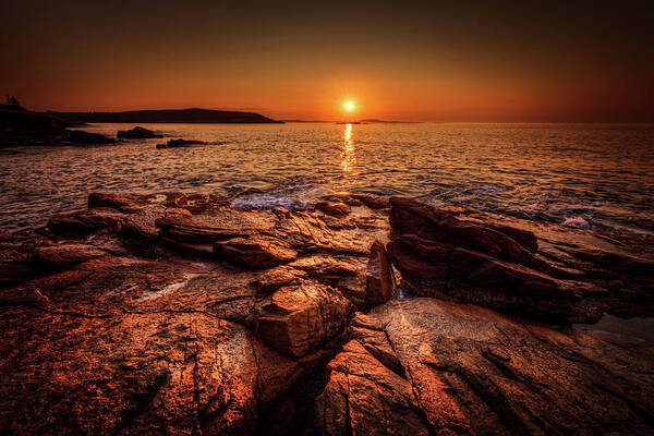 Acadia National Park Art Print featuring the photograph Acadia Sunrise a6082 by Greg Hartford