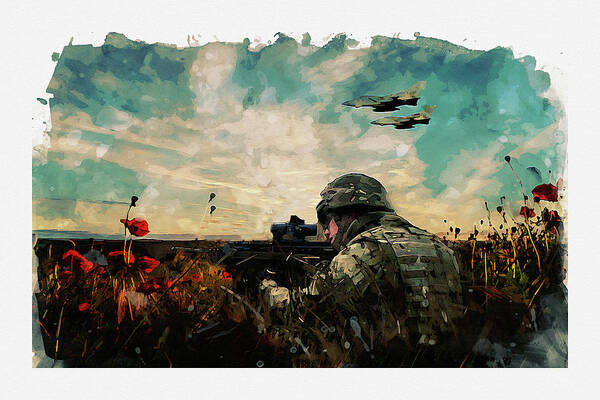 Soldier Poppy Art Print featuring the digital art Aim Sure by Airpower Art