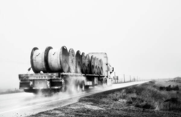 Theresa Tahara Art Print featuring the photograph All Weather Trucker Bw by Theresa Tahara