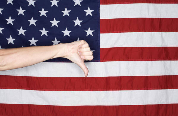 Motion Art Print featuring the photograph American Flag - Thumbs Down by Sean_Warren