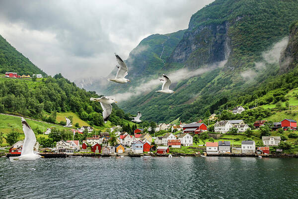 Norway Art Print featuring the photograph An Idyllic Village On The Edge Of A Fjord by Elvira Peretsman