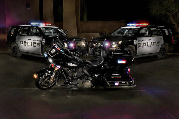 Motorcycle Art Print featuring the photograph APD Vehicles by Steve Templeton