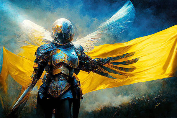 Angel Of Peace Art Print featuring the painting Archangel of Victory by Vart