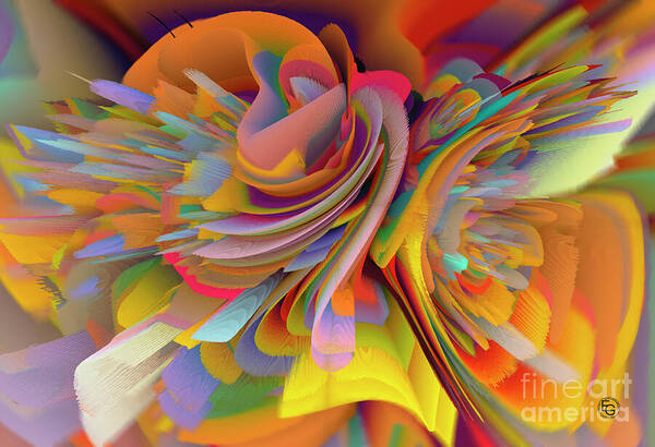 Gift Marriage Art Print featuring the mixed media Fantasy flower in rainbow colors. by Elena Gantchikova