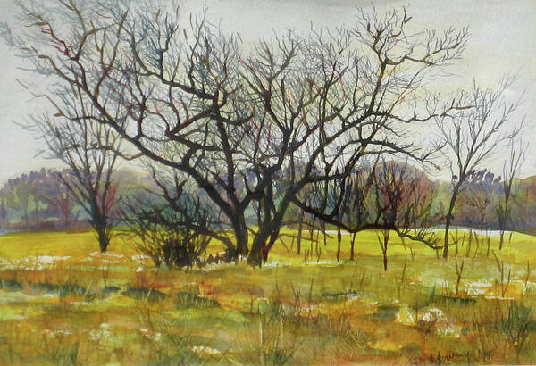 Landscape Art Print featuring the painting Bare Trees by Douglas Jerving
