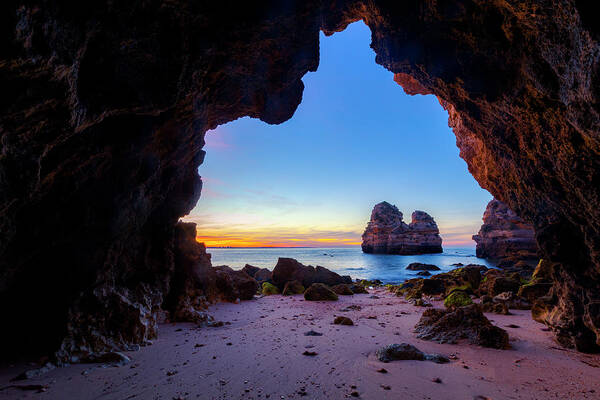 Atlantic Ocean Art Print featuring the photograph Beach Cave by Evgeni Dinev