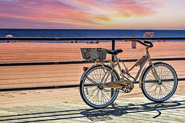 Recent Art Print featuring the photograph Beach scene Asbury Park New Jersey by Geraldine Scull