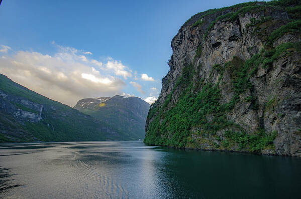 Fjord Art Print featuring the photograph Beautiful Geiranger Fjord in Norway by Matthew DeGrushe