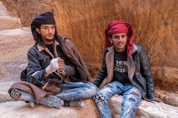 Bedouins Art Print featuring the photograph Bedouins in the ancient city of Petra by Dubi Roman
